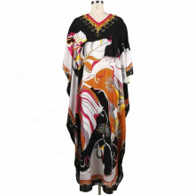 Islamic Clothing Printed Long Dress Kaftan With Diamond For Muslim Women